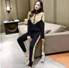 مسارات النساء متماسكة zip cardigan قمم السراويل بدلة 2pcs مجموعات مصممة فاخرة سترة معطف معطف سراويل السترة عارضة