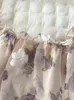 Kvinnors blusar Kvinnors sommarblus från axelbubblan ärm blommig skjorta fransk nisch söt och kryddig chic organza chiffon d3902