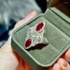 Cluster Rings Vintage Marquise Cut Ruby Gemstone Ring Luxury 925 СВИЛЬНАЯ СЕРИНА