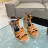 Hot Lady Wedges Sandals Sandal High Heels Shoes Tribute Wedge Espadrille Heeled Women Sandal Luxury Design Woman Wedding Party Dress Pump