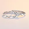 Cluster Rings Pure 925 Серебряное кольцо стерлингового кольца Luxury S925 Пара для женщин Мужчины влюбленные в обручание свадьба