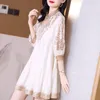 Dresses Summer New Hollow Out Fashion Embroidery Fairy Dress Women's Clothing Half Sleeve Loose Solid Color Elegant Vintage Mini Dresses