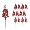 Fiori decorativi 12pcs Glitter artificiali Ciliegia Bacca Decorazioni per l'albero di Natale Simulazione Ghirlanda fai da te Artigianato Regalo Festa Ornamenti per la casa