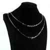 Pendant Necklaces 2 Layers Black Hematite Beaded Necklace Men Women Energy Natural Stone Round Charm Vintage Jewelry