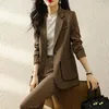 Pantalon deux pièces pour femmes de haute qualité automne hiver dames formelles Blazer femmes costumes d'affaires avec ensembles vêtements de travail uniforme de bureau taille 3XL