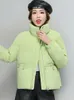 Gabardina Feminina Chegada Feminina Jaqueta de Inverno Gola alta Verde Sólido Amarelo Preto Branco Feminino Casaco Acolchoado Curto Parka