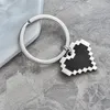 Black Mosaic Heart Pixel Peach Heart Stainless Steel Keychain Love Bag Keychain Engraved 1224440