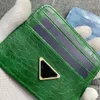 Wholesale Credit Triangle Woman Card Holders mini Wallet leather Men Designer Alligator pure color card holder Double sided P50117 Free shipping