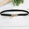 Ceintures Noir Mince Ceinture Élastique Strass Métal Boucle Taille Pour Femmes Lady Skinny Ceinture