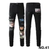 Jeans skinny déchirés en détresse pour hommes Mode Hommes Moto Moto Long Off Coton Pieds Slim High Street Denim Bleu Clair Pâte Tissu Trou TailleXLL