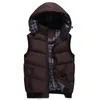 Chasse Vestes En Plein Air Hommes Hiver Coton Randonnée À Capuche Gilet Sans Manches Veste Slim Manteaux Couple Coton Rembourré Gilet 6 Couleurs M-5XL