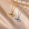 Chains Stainless Steel Gold Color Necklace For Women's Classic Copper Zircon Devil's Eye Pendant Chain Jewelry Set Party Wedding