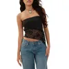 Women's Tanks Women Y2k Sleeveless Crop Top 2023 Summer Strapless Tube Lace Patchwork Sheer Mesh Streetwear