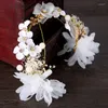 Haarspangen, koreanisches handgefertigtes Seidengarn-Band, weißes Heu, sternenklares Haarband, Reifen, Kopfschmuck, Brautkleid-Accessoires, Hochzeitsschmuck