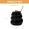 Ensembles de vaisselle Honey Bee Hive Pot Ménage Jar 11X10X10CM Céramique Distributeur Dipper Bois Noir Petite Bouteille