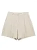 Survêtements pour femmes gilet d'été mode mélange de lin col en v simple boutonnage sans manches plissé décoration taille haute Shorts