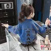 ジャケットガールズデミンジャケットキッズ2023春秋のコート3〜12歳の子供のジーンズアウターティーンエイジャー韓国スタイルの服