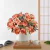 Dekorativa blommor 28 cm rosrosa siden Peony Artificial Bouquet 5 Big Head och 4 Bud Fake For Home Wedding Decoration Inomhus