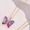 Anhänger Halsketten Bunte Schmetterling Halskette Für Frauen Mode Schmuck Ästhetische Gold Farbe Linie Zubehör Drop