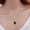 Pendant Necklaces Trendy Jewelry Dainty Chain Semi Precious Heart Stone Short Necklace Female 16"