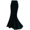 Rock Herbst Winter Warm Schwarz Maxi Rock Frauen Vintage Veet Langer Meerjungfrau Rock Eleganter Velours Trompetenrock