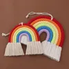 Decorazioni da parete Stile nodico 8 linee Tessuto a mano Arcobaleno Macrame Arazzo Neonati maschi Neonate Decorazioni per la camera dei bambini Decorazione da appendere alla parete Giocattoli Decorazioni per la casa 230603