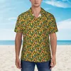 Camisas casuais masculinas Camisa masculina estampa floral mandarim manga curta verão masculino gola virada para baixo roupas de botão