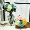 Decorative Flowers 52cm Silk Hydrangea Artificial Branch Fake Flores Vase Flower Arrangment Bride Bouquet Wedding Home Party DIY Decoration