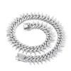 Spiked Cuban Chain Barb Wire Zinc Alloy Link Iced Out Crystal Rhinestone Necklace Bracelet Hip Hop Jewelry