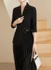 Damenanzüge Blazer Herbst Koreanische Mode Frauen Blazer Anzüge Lässige Vintage Faltenjacken Gerade Hosenanzug Langarm Business 2 Stück Outfits 230603