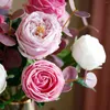 Decorative Flowers Classic Rose Arrangment Eucalyptus Peony Latex Coating Like Wet Petal Artificial Flower Bouquet Wedding Decor Event -