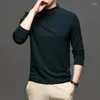 Herr t-skjortor mlshp mulberry siden långärmad mäns t-shirts högkvalitativ fast färg hålig turtleneck casual manlig enkel man tees 3xl