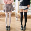 Femmes chaussettes mode japonaise Mini filles bas Kawii coréen collège Style Lolita sur-genou Sexy cuisse haute noir/blanc