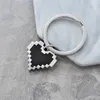 Black Mosaic Heart Pixel Peach Heart Stainless Steel Keychain Love Bag Keychain Engraved 1224440