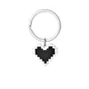 Black Mosaic Heart Pixel Peach Heart Stainless Steel Keychain Love Bag Keychain Engraved 1224440