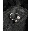 Klusterringar minimalistisk design med oregelbunden pärlstruktur 925 sterling silver öppen ring för kvinnor