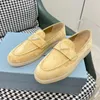 latest designer dress shoes top quality slippers Cashmere Leather womens loafers High elastic beef tendon bottom casual Flat Heel Soft sole work Office slipper