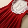 509 XXL 2023 Весеннее флора платье для печати экипаж Шея с коротким рукавом красное черное платье панельд платье роскошное модное выпускное