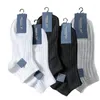 Meias Masculinas 5 Pares 1 Lote Pacote de Algodão Masculino Cor Sólida Branco Preto Cinza Fino Respirável Atacado Hommes Conjunto de Verão Calcetines