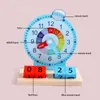 Other Toys Montessori Wooden Clock Toys Time Learning Teaching Toys Hour Minute Second Cognition Colorful Clocks Toys for Kids 230603