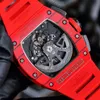 11-03 Luxe klassiek horloge voor designer herenhorloges 40x50x16mm automatisch mechanisch uurwerk Koolstofvezel horloges Relojes montre de luxe