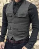 Jackets Men's Suit Vest Brown Bury Herringbone Wool Tweed Vintage Steampunk Waistcoat Formal Business Vests for Men Wedding 2022