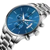 Montres-bracelets SWISH De Luxe Bleu Plein Acier Hommes Montres Chronographe Date D'affaires Montre-Bracelet Pour Homme Étanche Mouvement À Quartz De Mode