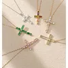 Pendant Necklaces 2023 Luxury Crystal Cross Necklace Golden Silver Color Female Gift For Men Women Drop Neck Jewelry