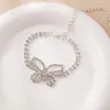 Kostki lśniący łańcuch tenisowy pełna kryształowa kostka dla kobiet mody srebrny kolor motyla bransoletka boso sandały stóp biżuteria