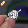 Najnowszy prosty projekt 18k biały złoty pierścionek zaręczynowy kształt serca CZ Diamond Wedding Wedding For Girl R841-M