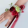 Brooches AWAYTR Romantic Simulation Flowers Wedding Corsages Boutonnieres Silk Rose Prom Artificial Wrist Accessories