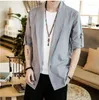 Jaquetas masculinas 2023 quimono masculino ponto aberto tradicional sólido e casacos masculinos streetwear botão cardigã