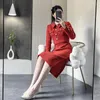 Abiti casual RG High-end Women Red Dress Primavera Autunno Long Slim Fit Business Wear Elegent Office Lady 2023