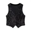 Kamizelki damskie Cos Lris Winter Women's Fashion All-Match V-Neck Black Belved Velvet Slim Vest 4387/322